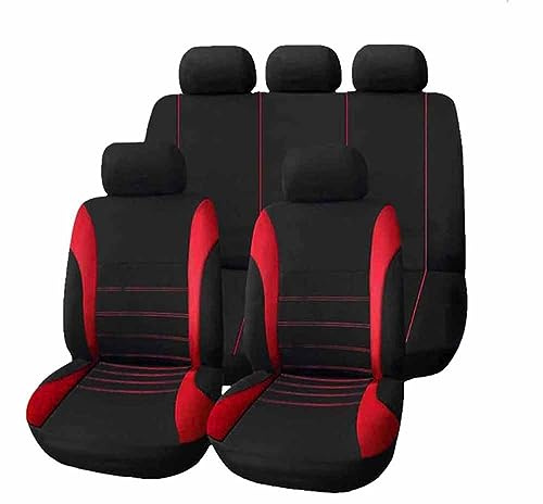 Housses Siège Voiture pour Mazda 2 Mazda2 Type DE/DJ / XP21 / DY 2016-2023, Ensemble Complet de Housses Tissu Couverture Siège Respirant Protecteur Siege Accessoire,B/9pcs Set Red