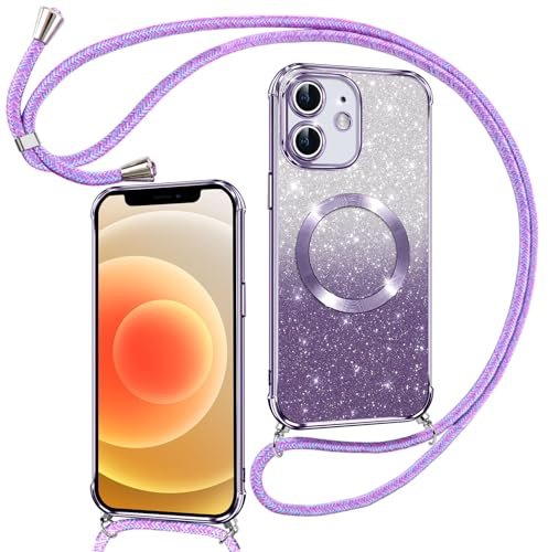 Phoona Hülle für iPhone 12 mit Band, Lila