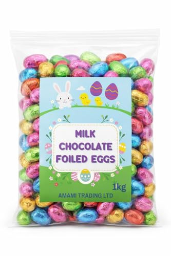 Solid Milk Chocolate Foiled Easter Eggs 1kg (200 Mini Eggs) – Kids Easter Egg Hunt, School Prizes, Party Bags for Boys & Girls - Bulk Easter Eggs