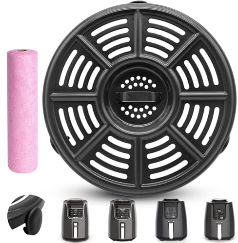 Air Fryer Tray for Ninja AF100UK 3.8L 4 in 1 AF160UK 5.2L 6 in 1 AF150 Air Fryers, 8.2 IN Round Air Fryer Accessories Grill Pan Rack Grill Plate Crisper Plate Replacement Parts