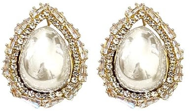 Ecripe Gold Teardrop Perlenohrringe Damen, Wassertropfen Perlen Ohrringe Stecker mit Kubischem Zirkon, Süßwasserperlen Gold Ohrstecker mit Sterling Silber für Frauen Mädchen