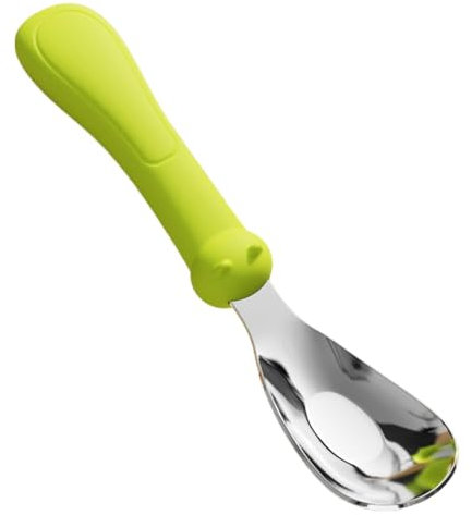 Streysisl Baby-Löffel aus Metall, Baby-Löffel aus Edelstahl, Babynahrungslöffel mit Silikongriff | Baby-Entwöhnungsbedarf, Utensilien