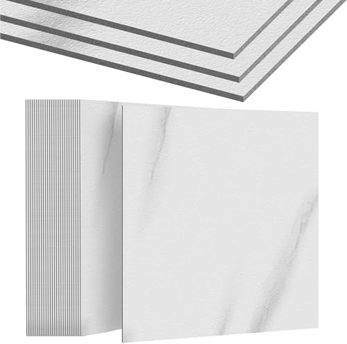 HENGMEI PVC Bodenbelag Selbstklebend Vinylboden Bodenfliesen Betonoptik Klebefliesen Boden 30cm×30cm Fliesenaufkleber Rutschfeste Venylbodenbelag für Schlafzimmer, Küche, 27 Stück, 2.51m², Model A