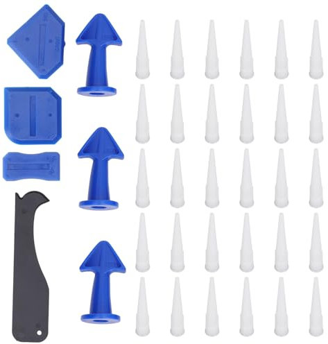 Sunicon 37pcs Silicone Caulking Tools,Reuse and Replace Glazing Compound Finishing Tool Sealant Finishing Tool Grout Scraper for Kitchen Bathroom Floor Filling
