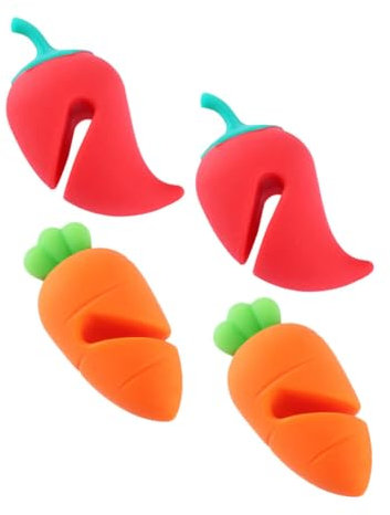 VOSAREA 8pcs Silicone Lid Lifter Cartoon Carrot Shaped Kitchen Pot Lid Holder Steam Releaser Boil Over Stopper Pot Cover Holder