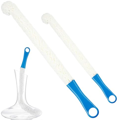 Decanter Cleaner 2PCS Wine Decanter Cleaning Brush 17/18 Inch Flexible Bottle Brush with Handle Hanging Bottle Cleaner Brush Tools for Goblets Glasses Cups