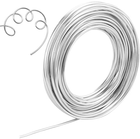12 Gauge Aluminum Craft Wire 100 Feet 2mm Thick Flexible Bendable Metal Crafting Wire for Sculpting, Modelling, Skeleton, Floral Making, Jewelry Making, Wire Weaving and Wrapping (Silver 30m Long)