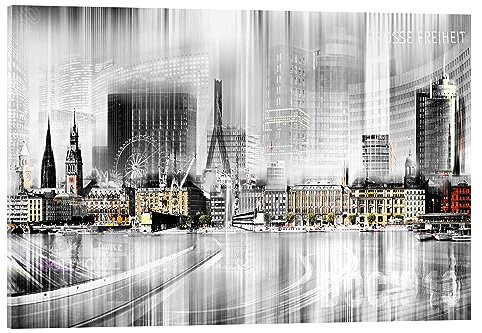 Posterlounge Hamburg-Skyline, abstrakt Acrylglasbild von Städtecollagen 60 x 40 cm Wandbilder Wanddeko