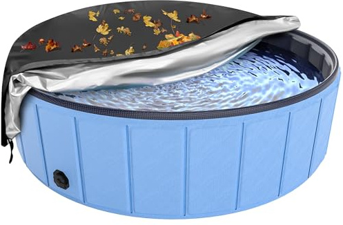 Faltbare Hundepoolabdeckung 221 cm, Hyperzoo Schwimmbadabdeckung für Kinder und Haustiere, faltbare Hundebadepoolabdeckung, aufblasbare Planschabdeckung, reißfest, lichtbeständig, wasserdicht