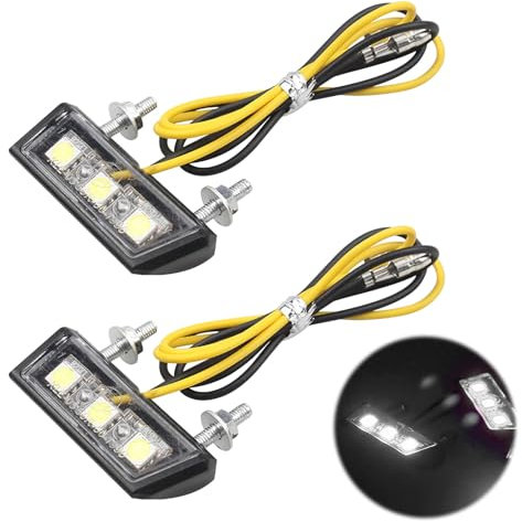 2PCS 12V Led License Plate Light Motorcycle,Universal LED Motorcycle Number Plate Light,Waterproof Motorbike Rear Light with 3 Super Bright LEDs, for All Models of Motorcycles and Quads(White)