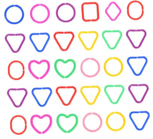 ibasenice 30pcs Geometric Buckle Chain Toy Link Rings for Boys and Girls Classroom Diy Sensory Boy Girl Travel Stroller
