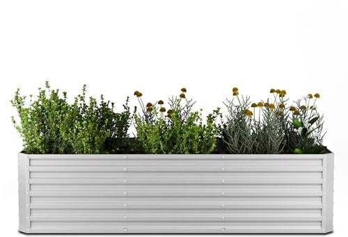 blumfeldt High Grow Straight - Aiuola Rialzata da 1.440L in Acciaio Galvalume Resistente, Fioriera per Fiori, Erbe & Ortaggi, Design Rettangolare con Fondo Aperto & Montaggio Facile