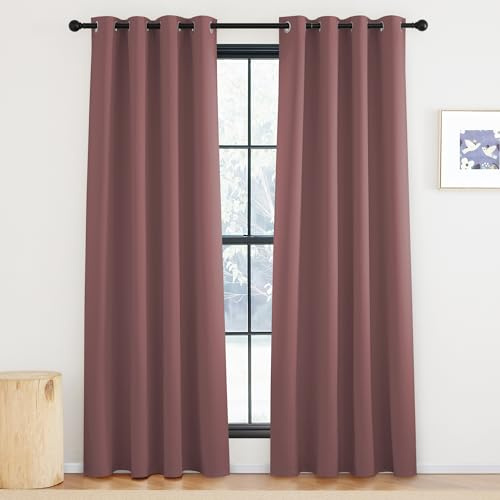 KGORGE Blickdichte Vorhänge Hitzeschutz Thermovorhang mit Ösen | Altrosa,2er Set,220 x 140 cm(HxB),Thermo Vorhang gegen Hitze,Verdunkelung,Sonnenschutz,für Schafzimmer/Wohnzimmer