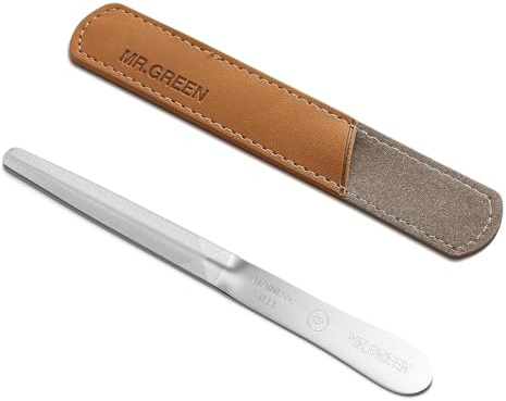 MR.GREEN Gebogene Nagelfeile - Doppelseitige Metallnagelfeile für Männer & Frauen mit schützendem Reiseetui, ergonomischer Anti-Rutsch-Griff, waschbar & wiederverwendbar, für Fingernägel & Zehennägel