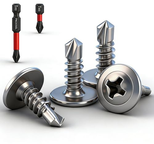Bohrschrauben Selbstbohrende, M4.2 x 13 mm Selbstschneidende Schrauben Metall, Edelstahl Blechschrauben Selbstschneidend, Phillips Kopf Selbst Bohrschrauben mit PH2 Schrauber Bit
