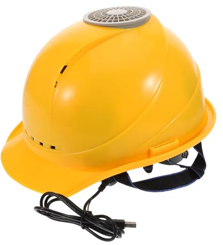 Veemoon Bauhelm Mit USB-lüfter Schutzhelm Für Heimwerker Multifunktionaler Kühlschutzhelm Für Baustellenarbeit Und Outdoor-aktivitäten Gelb