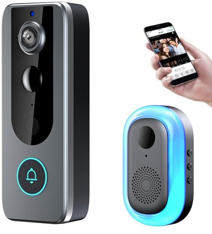 GuardianBell Pro – Smart WiFi Doorbell & Security Cam in One, Wireless Wi-Fi Video Doorbell Camera with Two Way Audio, Live View, Motion Detection, Auto Snapshots, Night Vision for Indoor/Outdoor