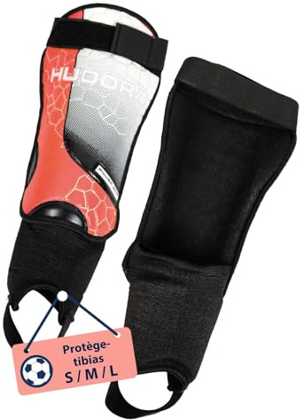 HUDORA Schienbeinschützer mit Knöchelschutz - Bequeme Schienbeinschoner mit Schaumstoff - Fußball Schienbeinschoner mit Knöchelprotektoren in Größe S - Fußballausrüstung Kinder & Jugendliche rot