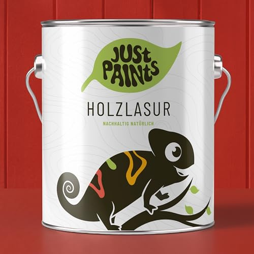 JUST PAINTS - ECO Holzlasur für Außen auf Wasserbasis | Nachhaltig natürlich - made in Germany (Schwedenrot, 1 Liter)