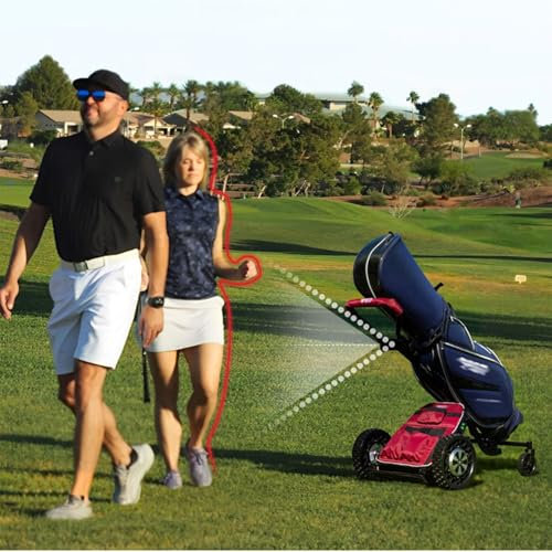 Smart Robotic Electric Golf Caddy - Foldable Push Cart with Smart Gesture and Remote Control, Automatic Follow and Pedestrian Avoidance, Up to 16 km Range for 27 Holes