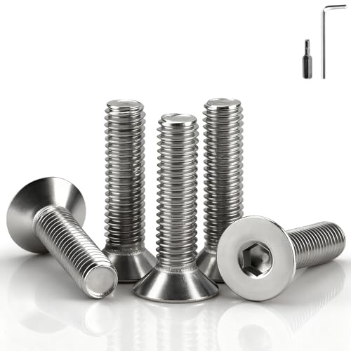 mawmuaw 60 Pezzi Vite a Testa Svasata M5x50 mm Viti Acciaio Inossidabile DIN 7991/ISO 10642 Viti a Esagono Incassato Filettatura Metrica Standard per Riparazioni Domestiche