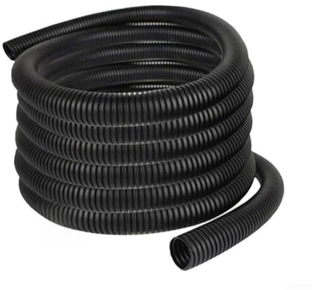 Jotekonoby Gaine de protection en polyéthylène noir de 0,6 cm et 0,95 cm de diamètre intérieur de 30,5 m avec design nervuré pour automobile, maison et électricité industrielle (fermeture de 0,9 cm)