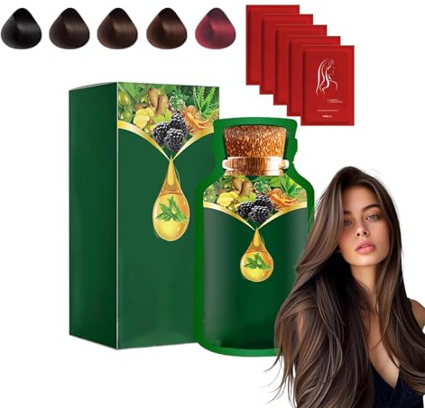 Sanfte, pflanzliche Schnellfarbe, reine Pflanzenextrakte für verschiedene Haarfarben Bubble Dye mit 5 Stück Haarmaske, Farbpflege-Shampoo für Männer und Frauen (Dunkelbraun)