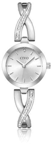 CIVO Klein Armbanduhr Damen Edelstahl: Gold/Silber Analog Diamant Damenuhr | Elegante Wasserdicht Quarzuhr für kleine Handgelenke Frauen Alltag Feierlichkeiten, Geburtstage und Jahrestage