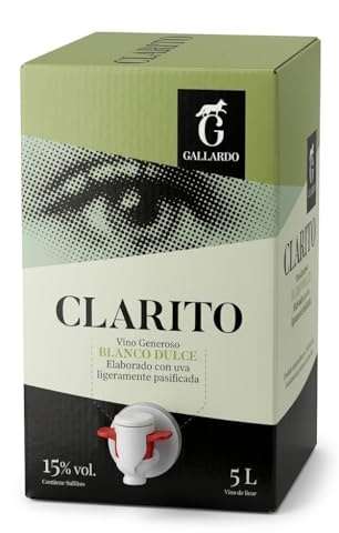 Vino dulce Gallardo. Vino blanco dulce natural en Bag in Box 5L. Vino dulce pedro ximenez pasificada con crianza en roble, ideal para sobremesa, postres, maridaje y como vino blanco cocinar.