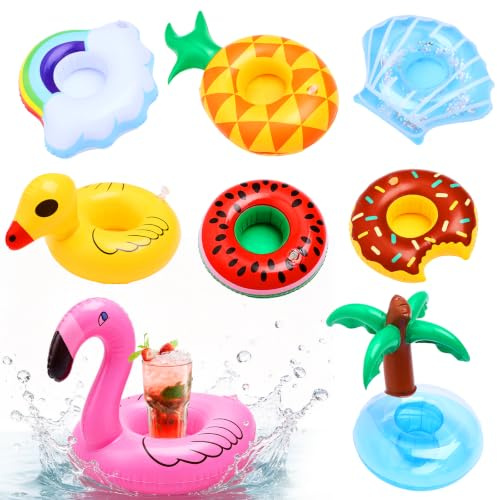 8 Stück Getränkehalter Pool Aufblasbar Set Aufblasbarer Pool | Getränkehalters Aufblasbare Untersetzer Schwimmende Pool-Getränkehalter-Becherhalter für Pool Sommer-Poolpartys Strand
