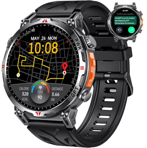TAOPON Smartwatch Reloj Inteligente Hombre con GPS: 1.7'' AMOLED Smart Watch con Bluetooth Llamada Brújula 110+Modos Deportivos 3ATM Impermeable Monitor Frecuencia Cardíaca SpO2 Sueño 650mAh para