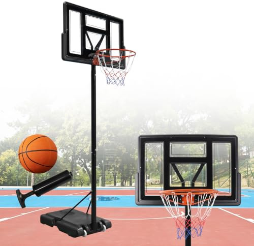 Aufun Basketballständer Outdoor Basketballkorb 230-305cm Höhenverstellbarer | Freistehender Tragbarer Basketball Ständer mit Basketball, Pumpe, Basis und Rollen Basketball Hoop für Jugendliche Erwachsene
