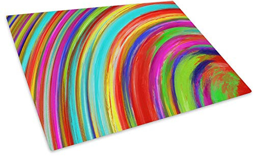 Colourful Rainbow Glass Chopping Board Kitchen Worktop Saver Protector