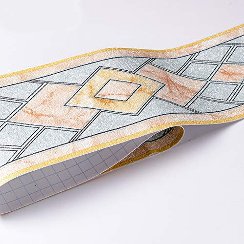 Banggo Wasserdichte Tapetenbordüre, abnehmbar, 3D-Muster, selbstklebend, für Küche, Badezimmer, Tapete, Bordüre, Aufkleber, 10,6 x 500 cm, blau