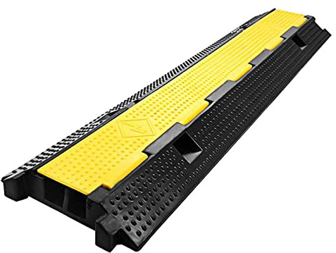 Nisorpa Cable Protector Ramp, 2 Channel Rubber Cable Floor Cover Ramp 100x25x5cm Heavy Duty Floor Cable Cover 11000Lbs Load Capacity Outdoor Cable Protector