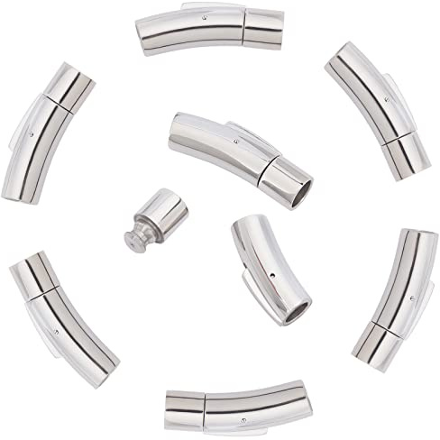 UNICRAFTALE 10 Sätze Edelstahl Bajonettverschlüsse Kolumne Leder Armband Verschluss Kabelenden Armband 6mm Kordel Schmuckverschluss Endkappen für die Schmuckherstellung
