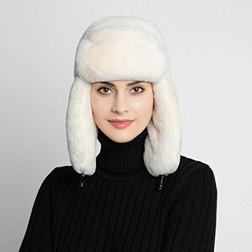 Russen Mütze Herren Frauen Russische Wintermütze Ushanka Bomber Hüte Für Herren Outdoor Ohrenklappen Cap Trapper Caps-White