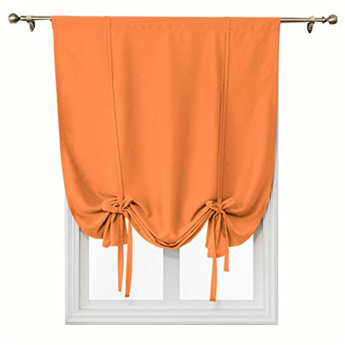 Rideau Romain Voilage Cuisine, Rideau Occultant Thermiques, pour Salle De Bain Cuisine Salon Court Et Solide à Nouer Petite Fenêtre (Orange,60×120cm/24×47in)