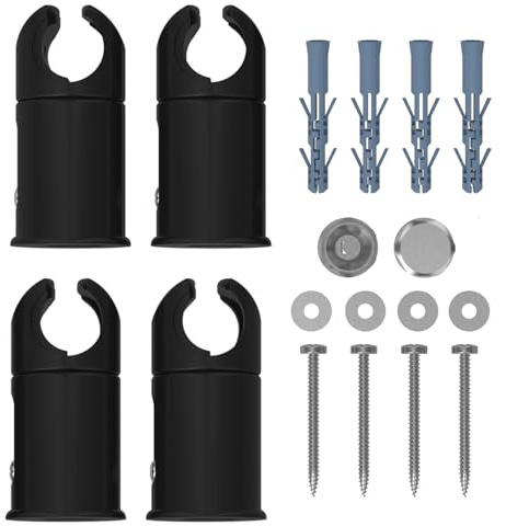 MyHomeware Klemmträger für Handtuchheizkörper, flach und gebogen, 22 mm Rohrbreite, Schwarz