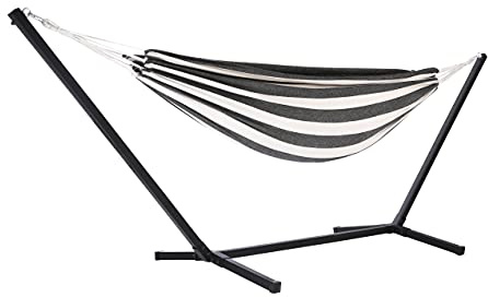 GOLD&CHROME UNIQUE DESIGN Hamac à 2 Personnes XXL, avec Support, Balançoire, Confortable, Installation Facile, Noir