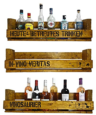 versch. Trinksprüche Whiskyregal Wandbar Whiskeyregal rustikal Schnaps Gin Whiskey Whisky Palettenmöbel Schnapsregal Weinbar Wandregal Weinregal