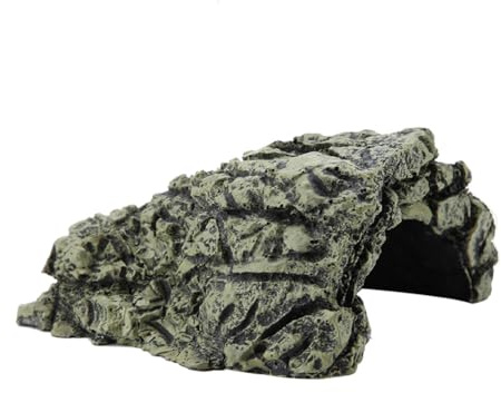 Joyzan Reptile Rock Hide Cave Habitat Décoration Ornement Cachette en Résine pour Petits Lézards Tortues Reptiles Amphibiens Poissons Abri Rampe Plateforme D'habitat Turtle Basking 12 x 11 x 6 cm