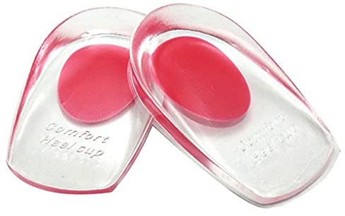 1 paio di coppette in gel per tallone, in silicone, per fascite plantare, tallone e dolore di Achille, coppe per talloni e cuscini in gel di sostegno assorbire rosa rossa - L