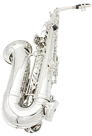 KESHUO Wind Golden Silber E Flach Alt-Saxophon Für Anfänger, Um Professionelles Saxophon Zu Üben Blechbläser Saxophon Anfänger Kit (Color : Silver)