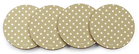 Koala Spain Posavasos Corcho 9.5 cm, Estampado Puntos Beige (4 Unidades)