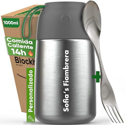 Blockhütte Thermobehälter I 1L I Personalisierte Geschenke für Männer, Frauen, Müsli Lunchbox, Joghurtbecher to go für Porridge, Geburtstagsgeschenk, Thermobecher 1000ml, Warmhaltebehälter