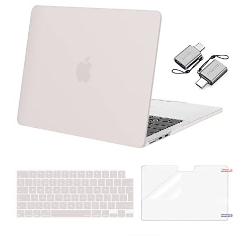 MOSISO Kompatibel mit MacBook Air 13 Zoll Hülle M5 M4 M3 M2 2026-2022 13,6 | Hartschale Hülle für MacBook Air 13,6 Zoll A3449 A3240 A3113 A2681&Tastaturabdeckung&Displayschutz&Typ-C, Steingrau