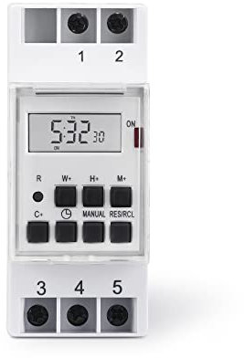 Perfect Digitale Zeitschalt-Uhr für Hutschienen, IP20, 3500 Watt, 10 an/aus Programme im 1 Minutentakt, weiß, PHD-DTS10, One Size