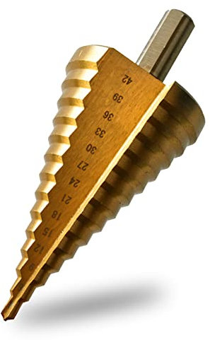 GothicBride Stufenbohrer 4-42 mm HSS Kegelbohrer 14 Stufen Lochbohrer Schälbohrer für Holz, Kunststoff, Weich-Metall