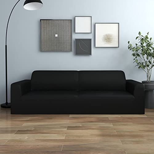 Tidyard Stretch Sofahusse 3-Sitzer Sofabezug Sofa Hussen Sofabezug Stretchhusse aus Polyesterjersey Wiederverwendbar Passend für die meisten Schwarz Polyester-Jersey